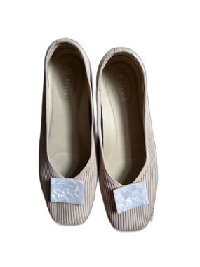Vivaia Knit Square-Toe V-Cut Flats with Shoe Clips